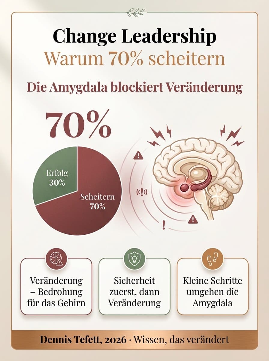 Infografik Change-Kurve und neurologische Reaktionsmuster bei Veränderungsprozessen in Organisationen.