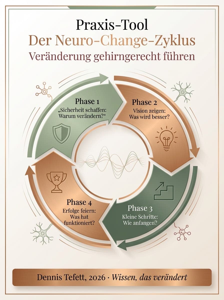 Infografik Führungsstrategien für nachhaltige Veränderung: Die Rolle des präfrontalen Kortex.