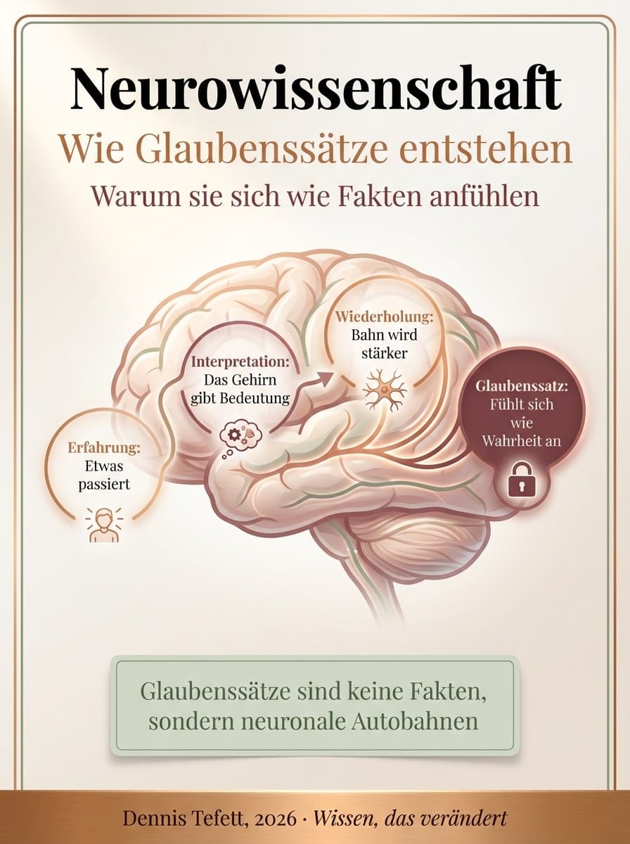 Infografik: Wie Glaubenssätze neuronale Netzwerke formen nach dem Hebb'schen Prinzip und Neuroplastizität
