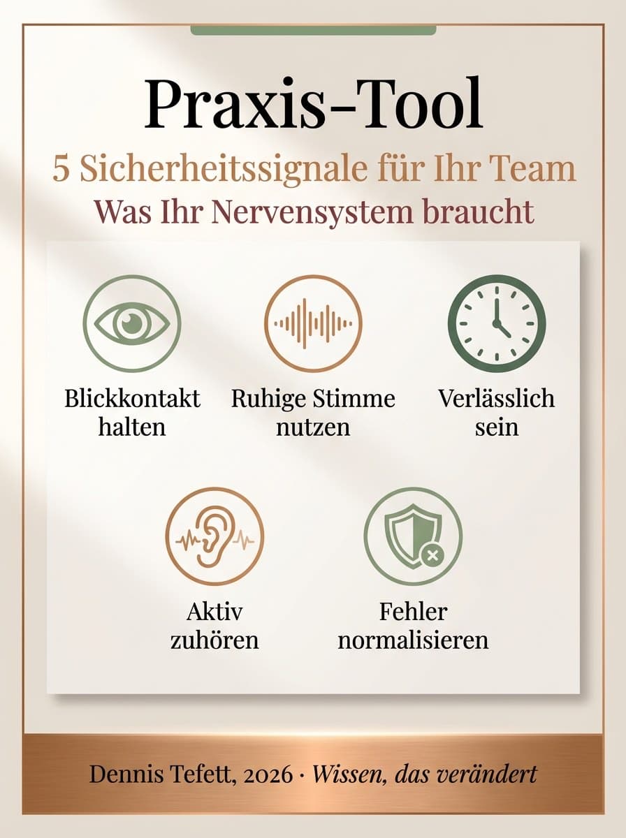 Infografik Strategien zur Aktivierung des ventralen Vagus für psychologische Sicherheit im Team.