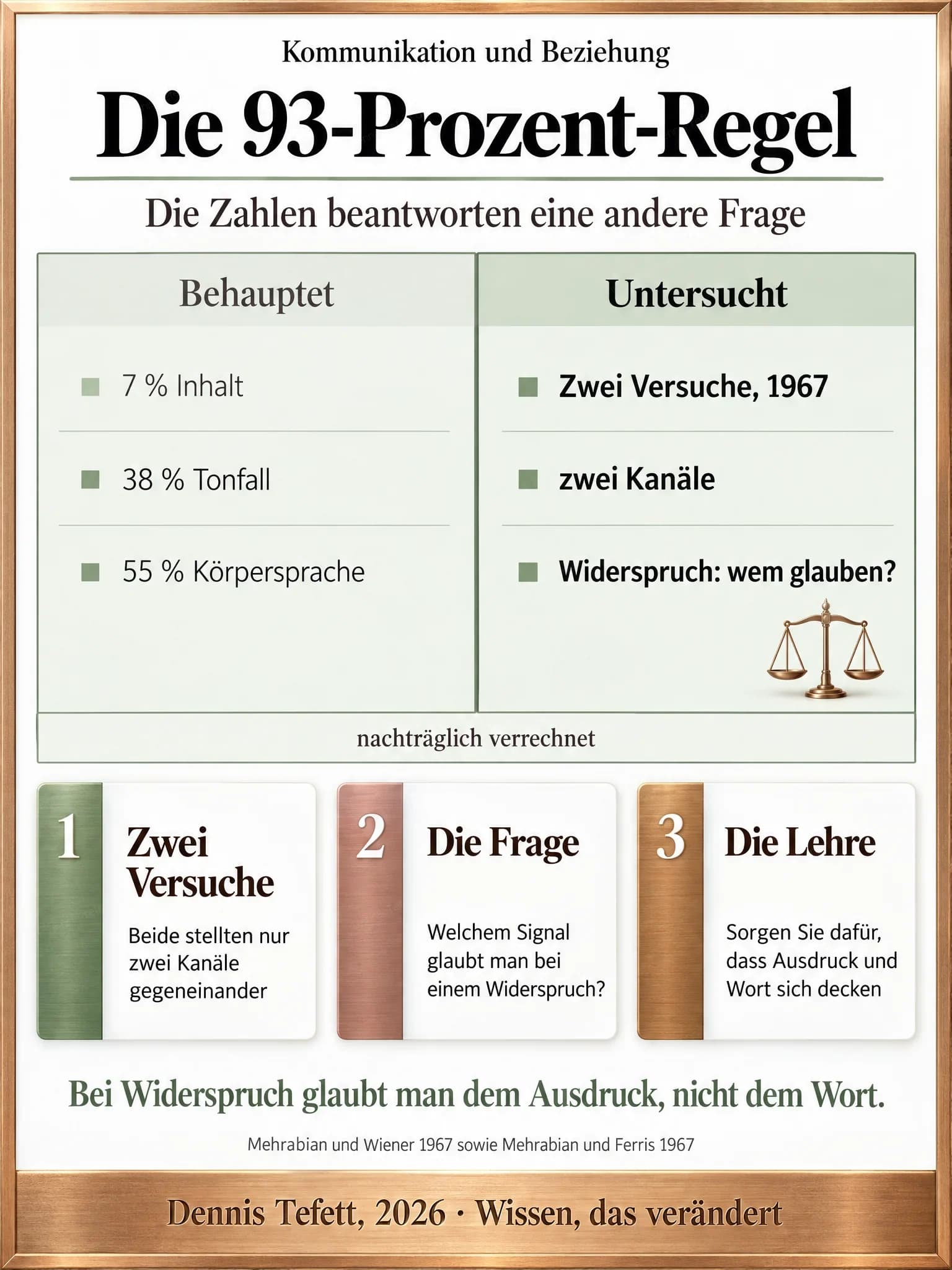 Plakat: Links die Behauptung mit sieben, achtunddreißig und fünfundfünfzig Prozent, rechts die tatsächliche Fragestellung der beiden Versuche von 1967, darunter der Hinweis auf das nachträgliche Verrechnen.