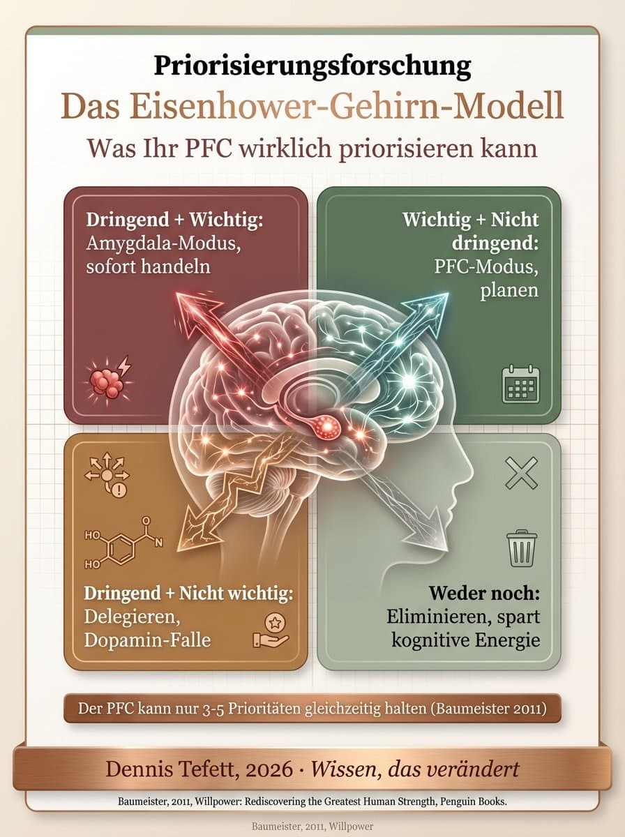 Infografik zur Dringlichkeitsfalle: Vergleich zwischen reaktivem Aufgabenmanagement und strategischer Fokussierung auf wenige Hebel mit großer Wirkung