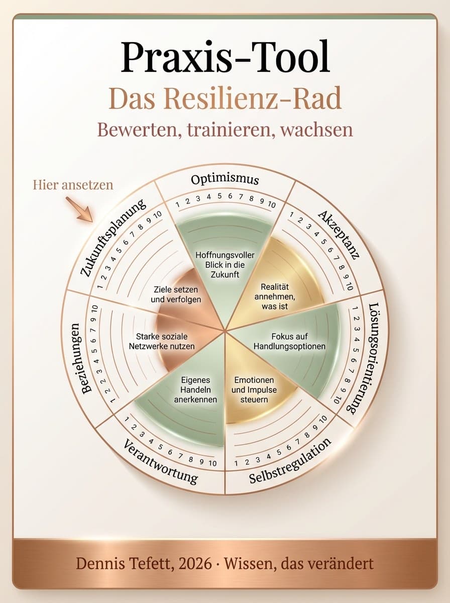 Infografik: Fünf Schritte zum persönlichen Resilienz-Framework für Führungskräfte, Dennis Tefett Coaching