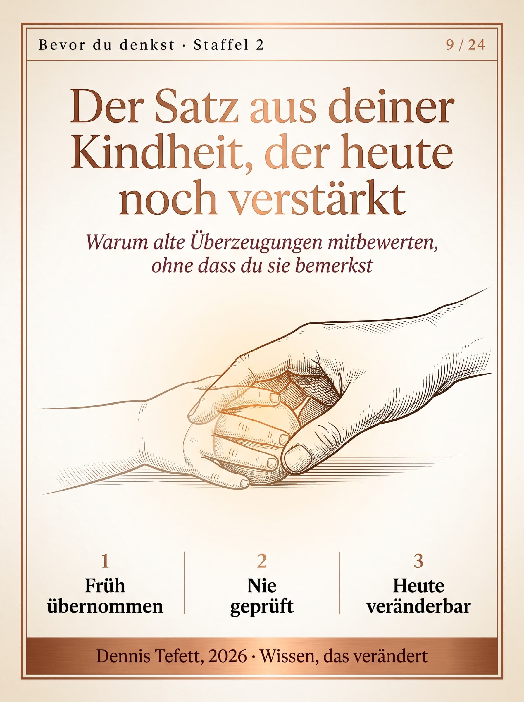 Eine erwachsene Hand und eine Kinderhand greifen nach demselben Gegenstand, die Umrisse überlagern sich.