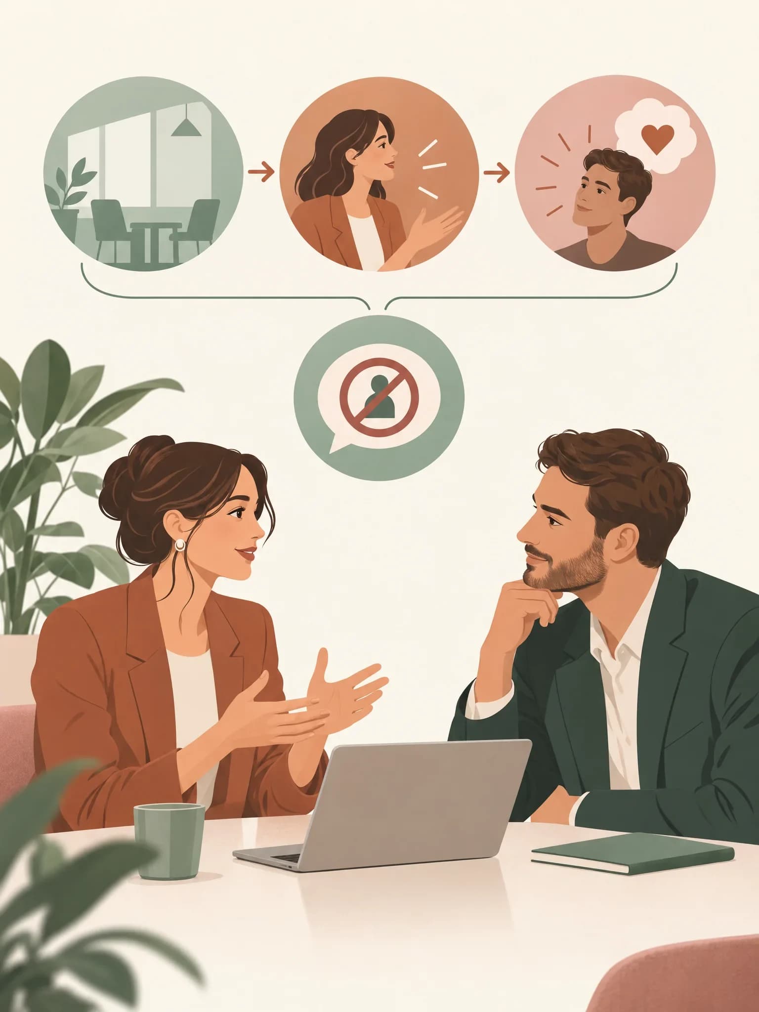 Infografik: Feedback in drei Schritten nach dem SBI-Modell. Situation, wann und wo. Verhalten, was ich sah. Wirkung, was es auslöste. Konkret bleiben statt urteilen.