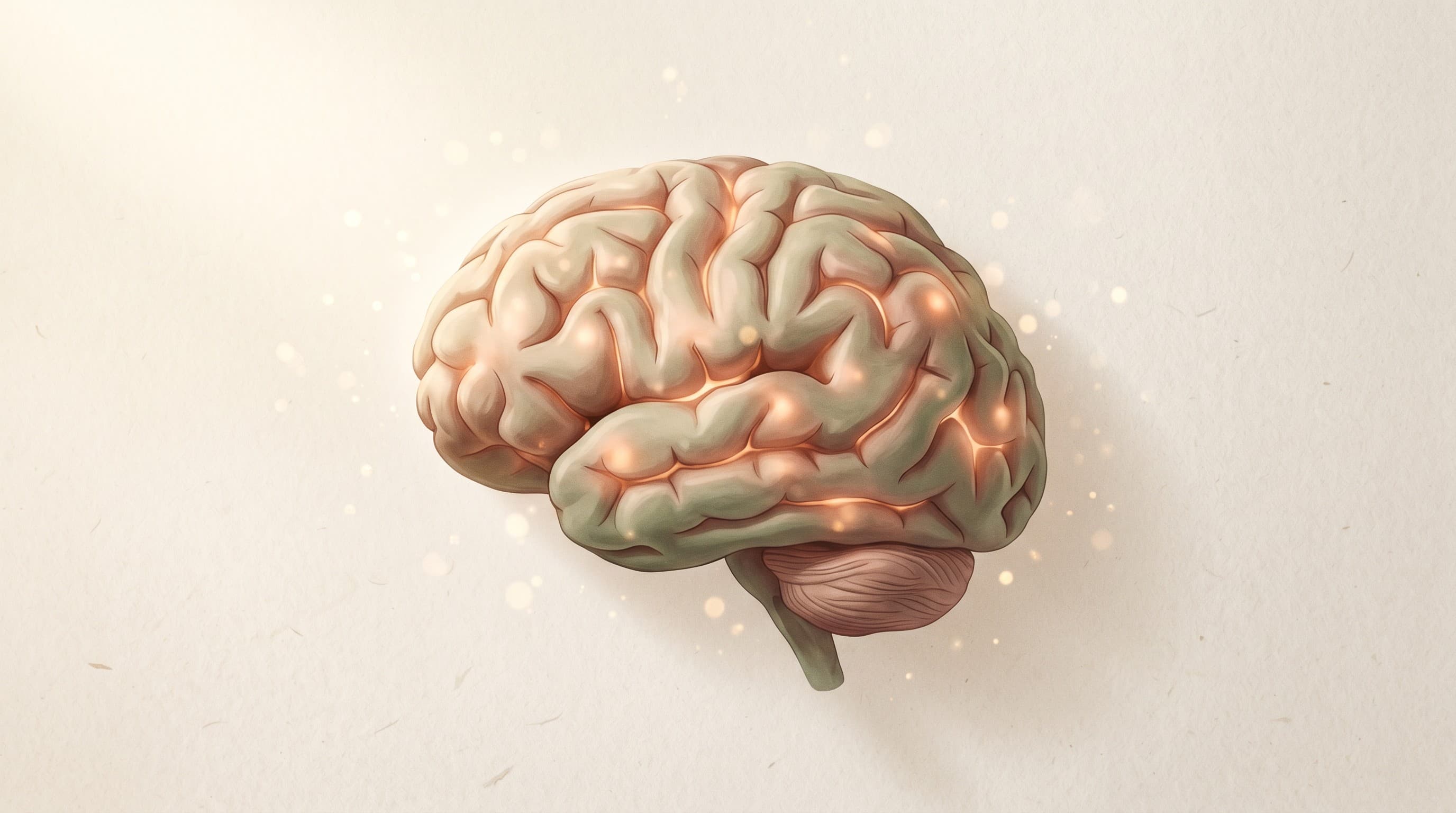 Zwei Profile, deren neuronale Muster sich im warmen Kupfer- und Sage-Ton angleichen, Sinnbild für neuronale Kopplung