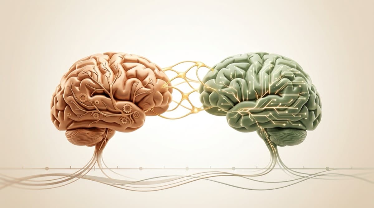 Neuronale Brücke zwischen Generationen: Boomer und Gen Z Gehirnarchitekturen im Vergleich. Neurowissenschaft der Generationenkonflikte am Arbeitsplatz.
