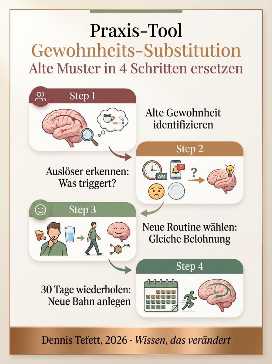 Infografik: Implementation Intentions und identitätsbasierte Gewohnheiten. Wenn-Dann-Pläne und Identitätswandel für nachhaltige Verhaltensänderung
