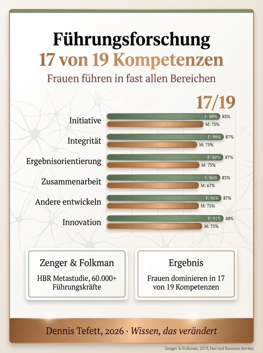 Infografik: Drei Empathie-Netzwerke im Gehirn für Führungskräfte. Affektive Empathie (Insula, ACC), kognitive Empathie (mPFC, TPJ) und motivationale Empathie (ventrales Striatum). Neurowissenschaft weiblicher Führung, Dennis Tefett 2026.